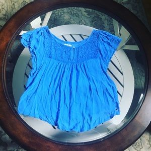 Hollister Blue Short Sleeve Shirt—size small